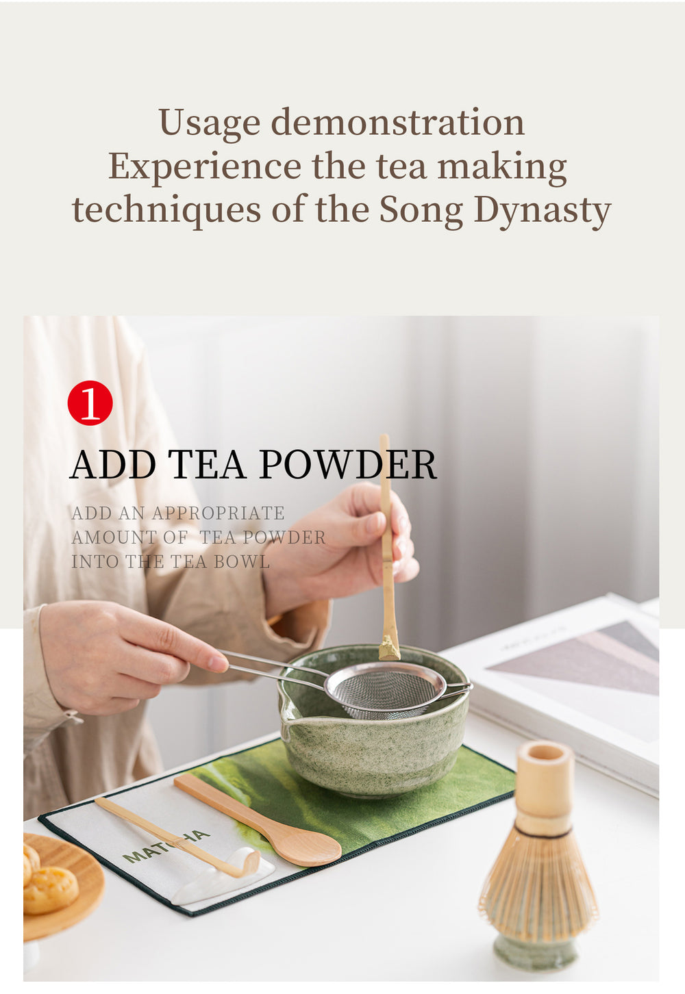 Song Classic matcha preparation steps - whisking tea