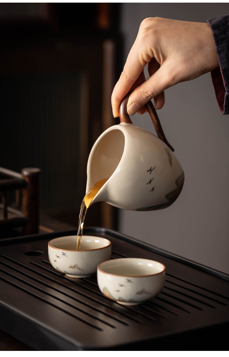 Ru Kiln Distant Mountain - serving tea to cups
