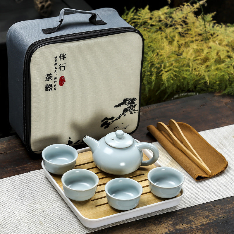 Travel gongfu tea set - cups and tray